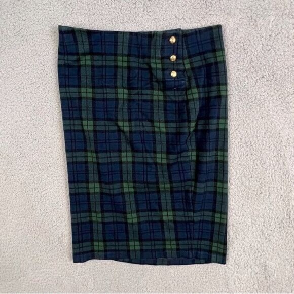 POLO RALPH LAUREN WOMENS SKIRT SIZE M BLUE GREEN CHECK - Picture 1 of 10